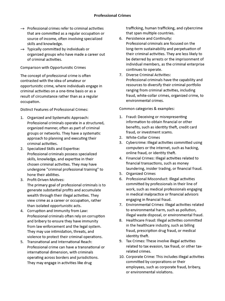 Professional Crimes | PDF