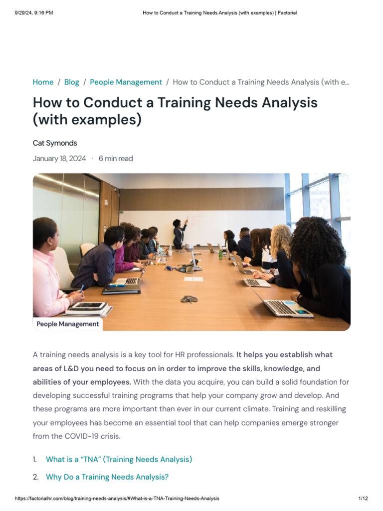 How To Conduct A Training Needs Analysis (With Examples) | PDF