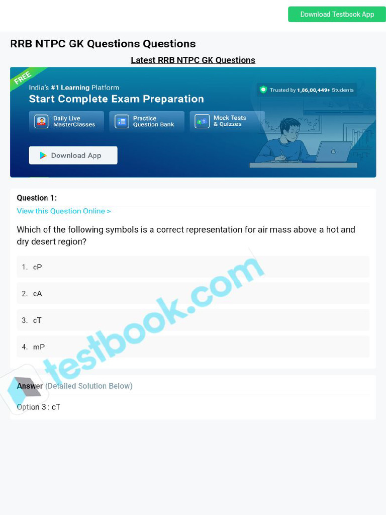 RRB NTPC GK Questions 64b552be2819d5020ab670d1 | PDF