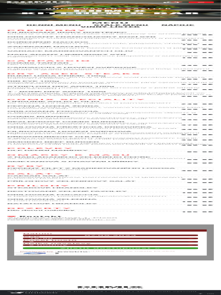 Menu COMIX PUB PLZEŇ | PDF