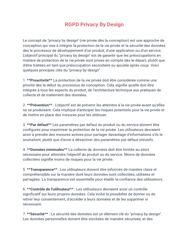 23-10 RGPD Privacy by Design | PDF