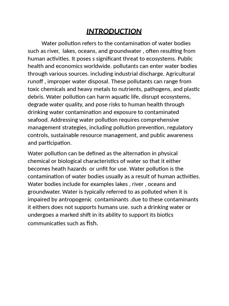 Waterpollution Project | PDF