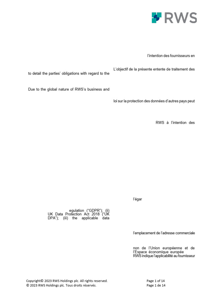 Exhibit A - Data Protection Addendum - FR-CA | PDF