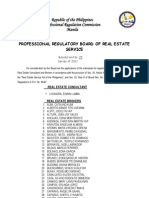 Board of Real Estate Service - Resolution No. 25 (Series of 2011) - (Consultants and Brokers)