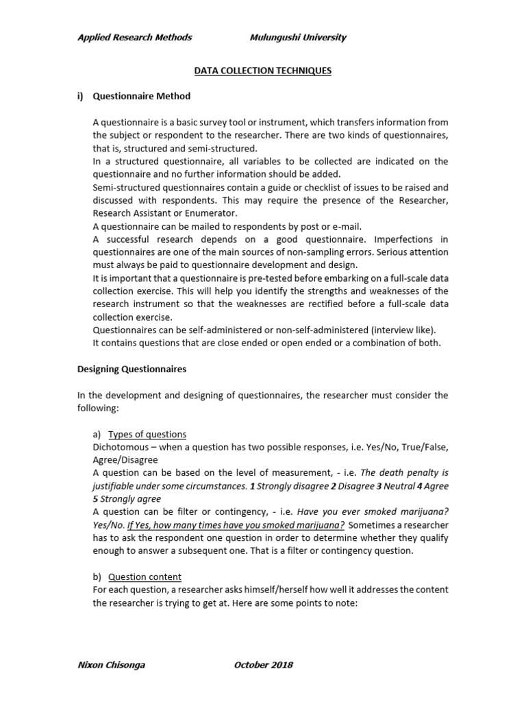 Data Collection Tools | PDF