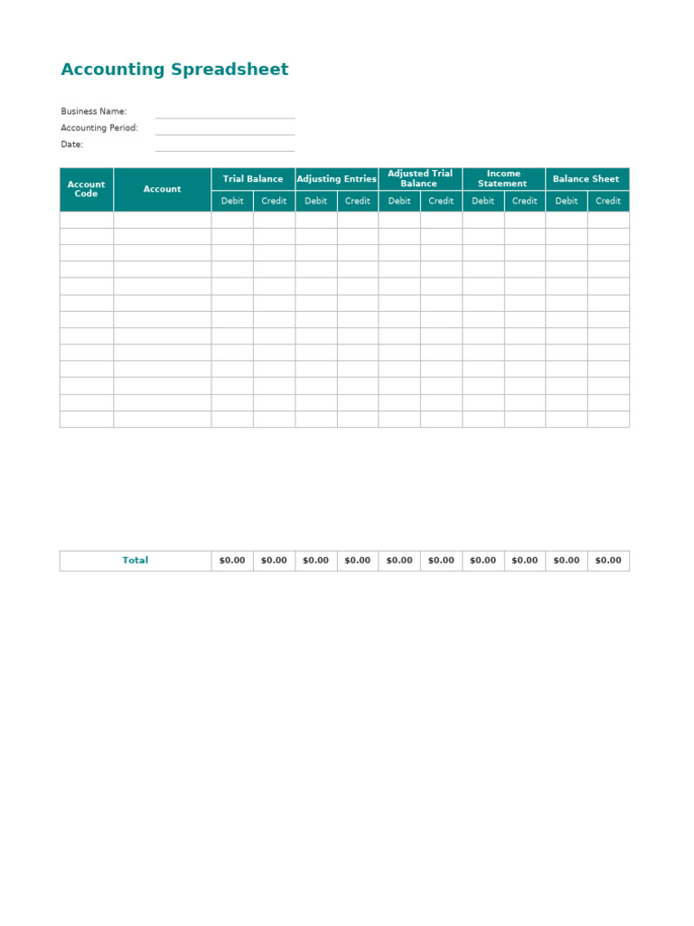 Accounting Spreadsheet | PDF