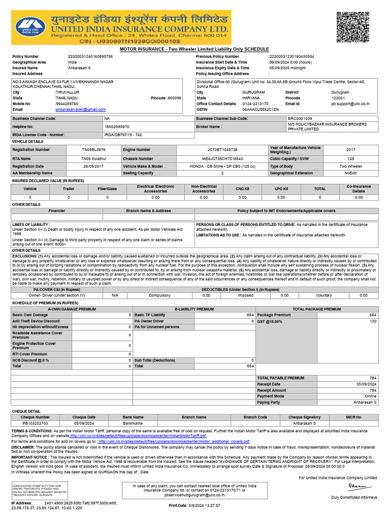 Policy | PDF | Insurance | Cheque