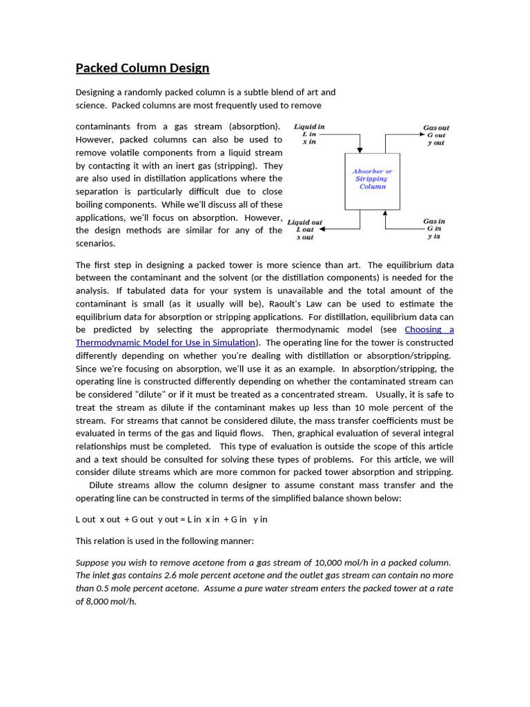 Packed Column Design | PDF