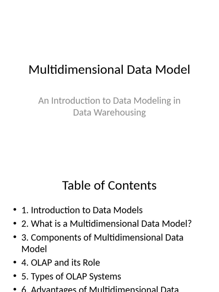 Multidimensional data model presentation pdf