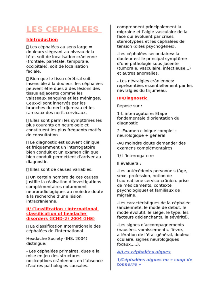 Les Cephalees | PDF