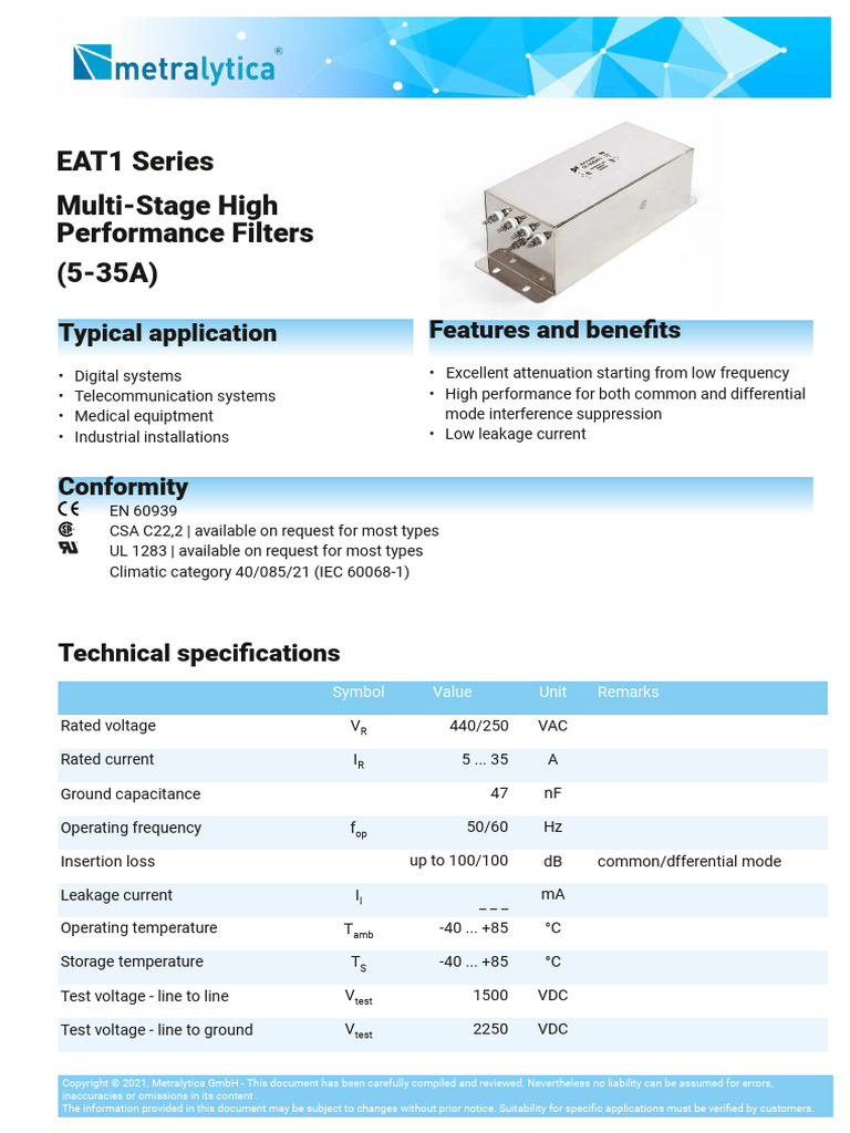 EAT1 Series Data Sheet | PDF