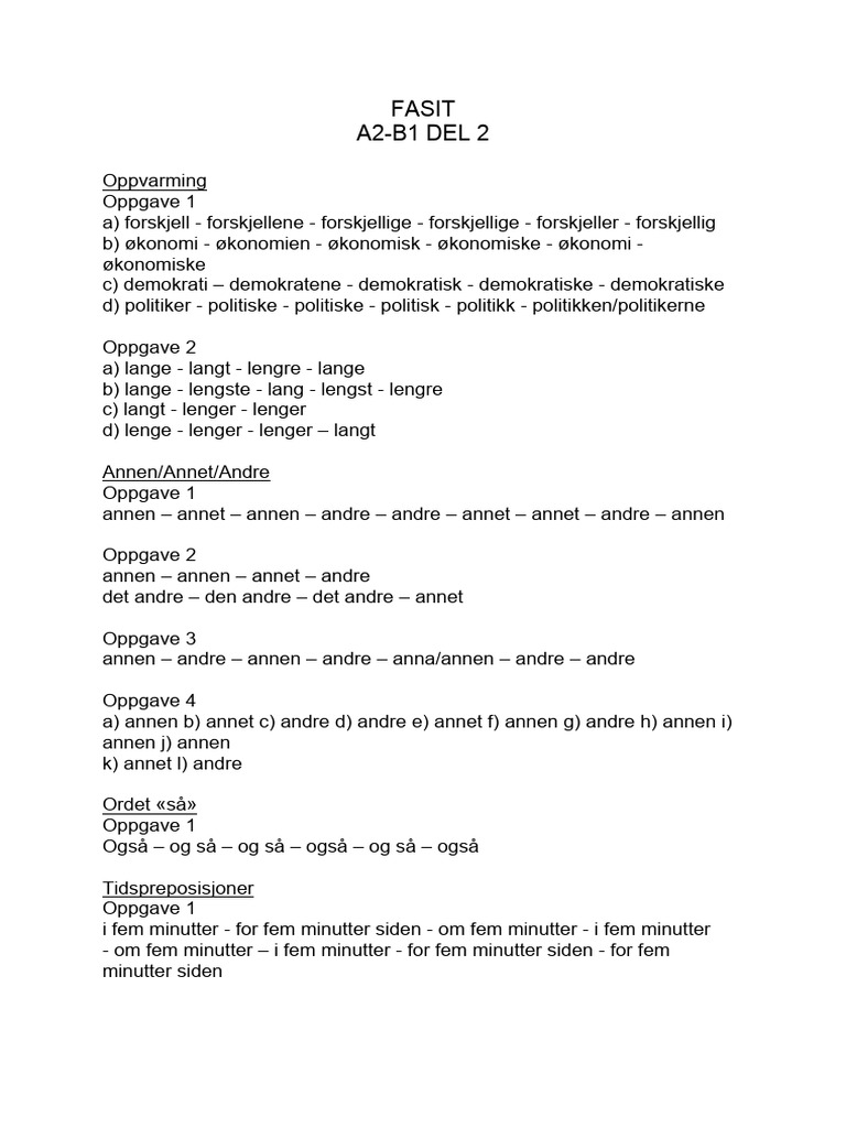 Fasit A2,2 | PDF