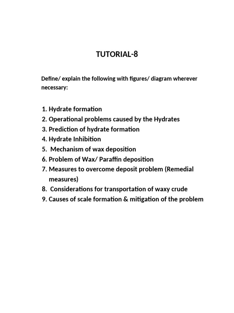 Tut 8 Flow Assurance | PDF