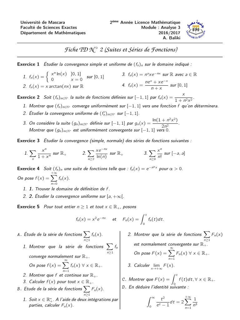 Analyse3 TD2 L2 | PDF