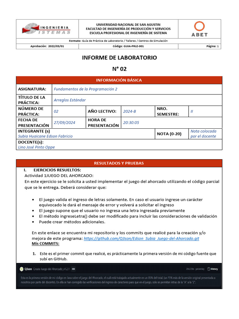 Subia Huaicane Laboratorio 02 FP2 | PDF