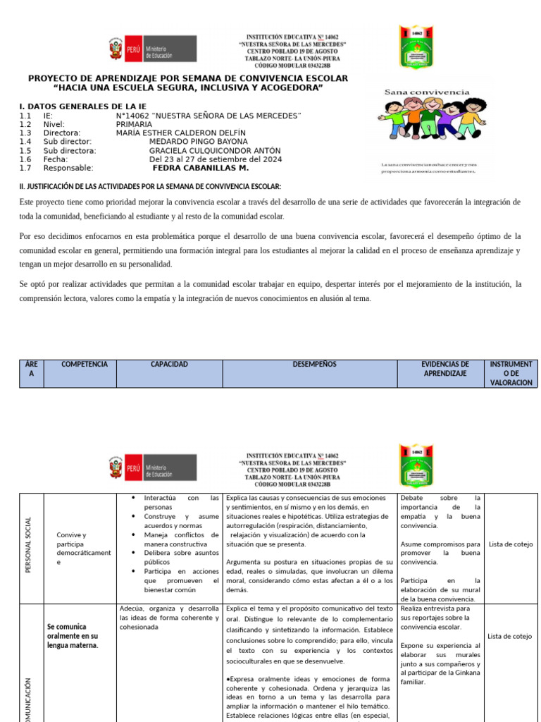 Semana de Convivencia Escolar 2024 | PDF | Comunicación | Dibujo