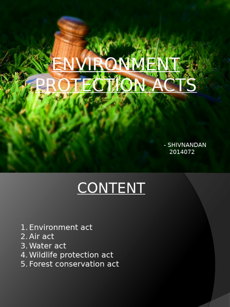ENVIRONMENT PROTECTION ACTS - Shivnandan | PDF | Air Pollution ...