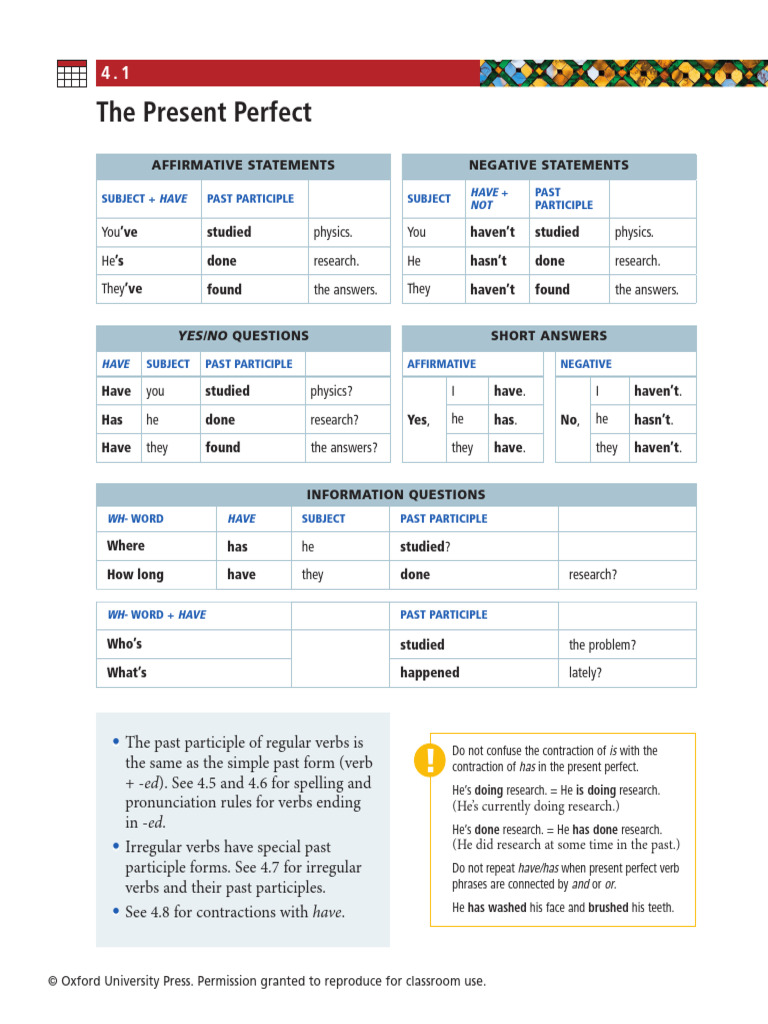 The Present Perfect | PDF