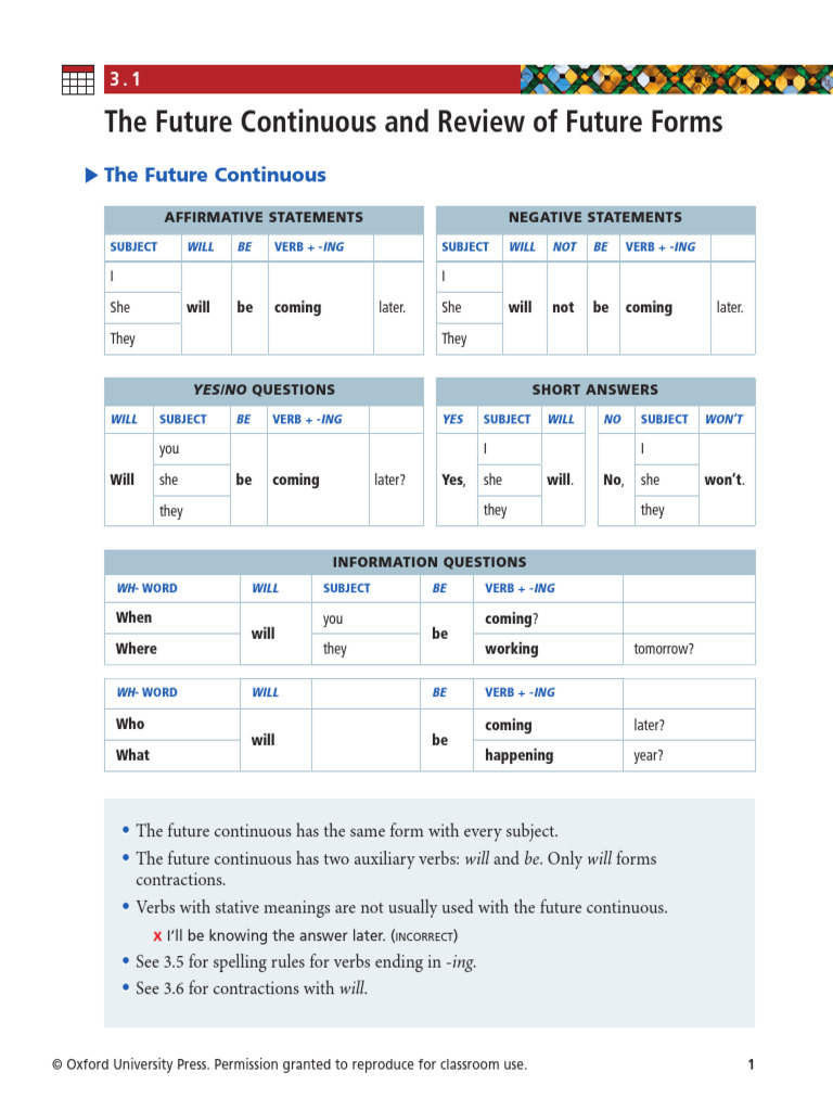 The Future Continuous and Review of Future Forms | PDF