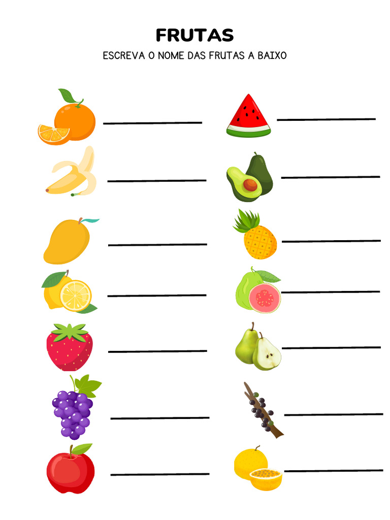 Escrita de Frutas | PDF