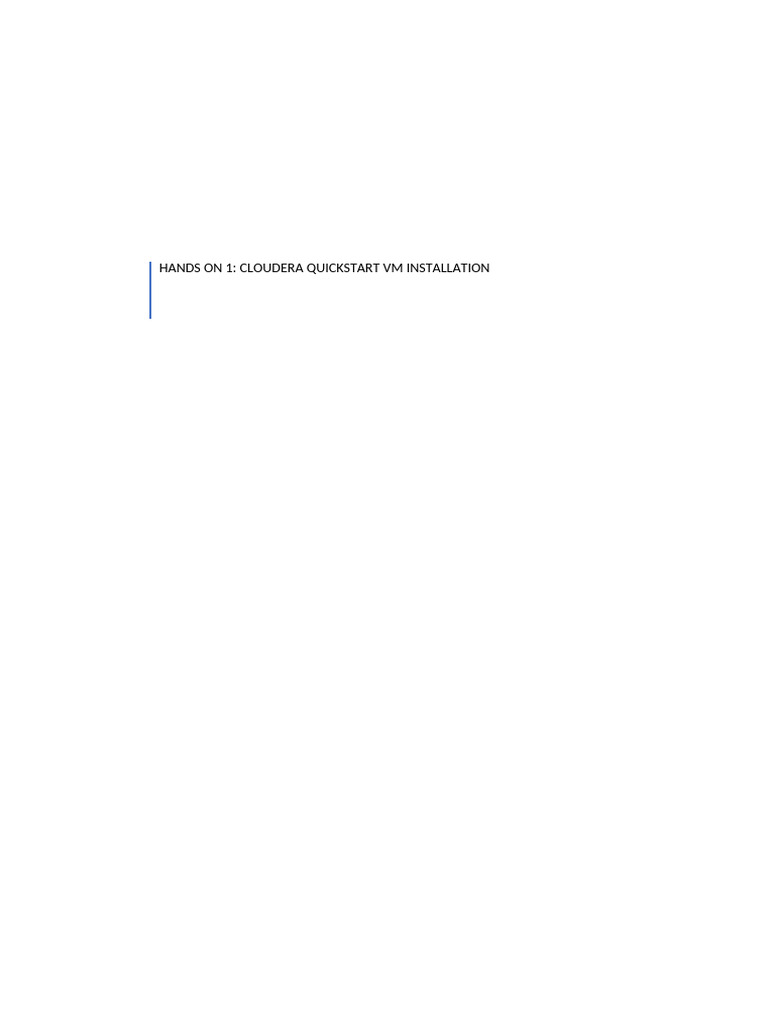 Hands On 1 - Cloudera Quickstart VM Installation | PDF