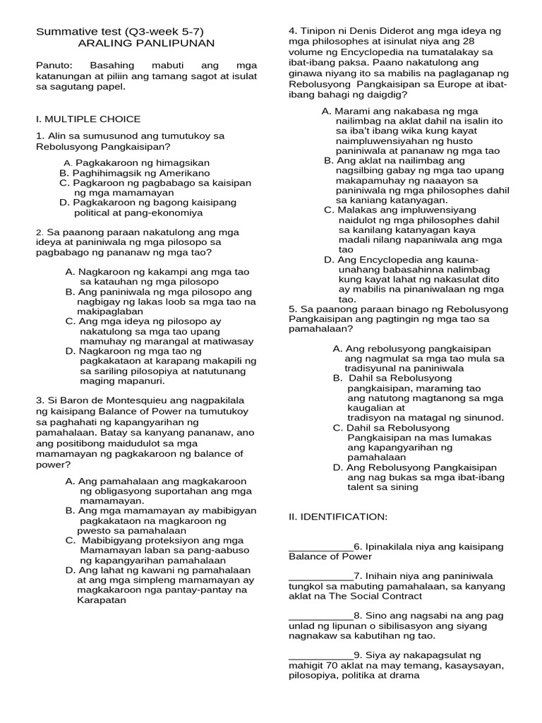 Summative Test Quarter3 Week 5 7 Pdf