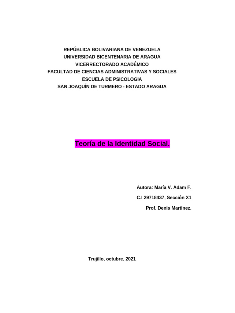 Teoría de La Identidad Social | PDF | Sicología | Grupo social