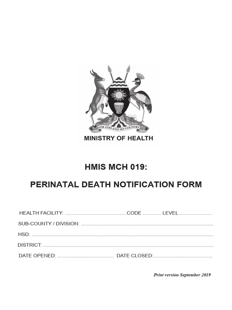 Hmis MCH 019 Perinatal Death Notification Form New 2019 | PDF