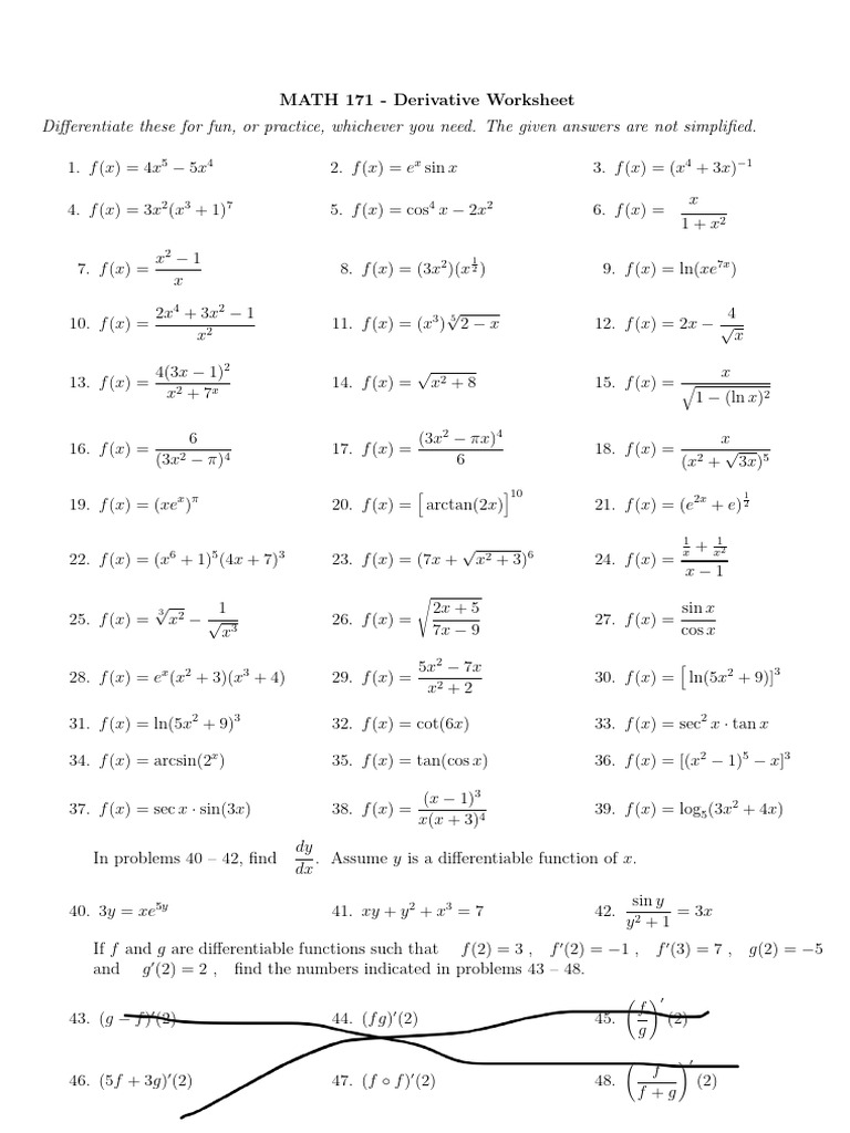 Derivative HW With Answer | PDF