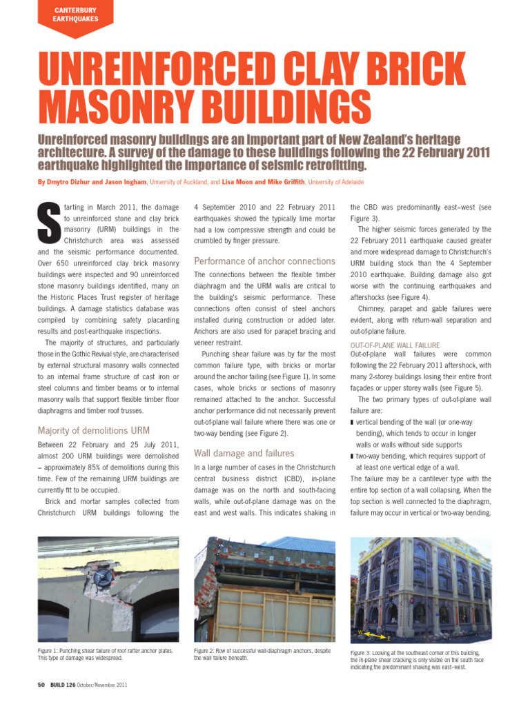 Build126 50 Unreinforced Clay Brick Masonry Buildings | PDF