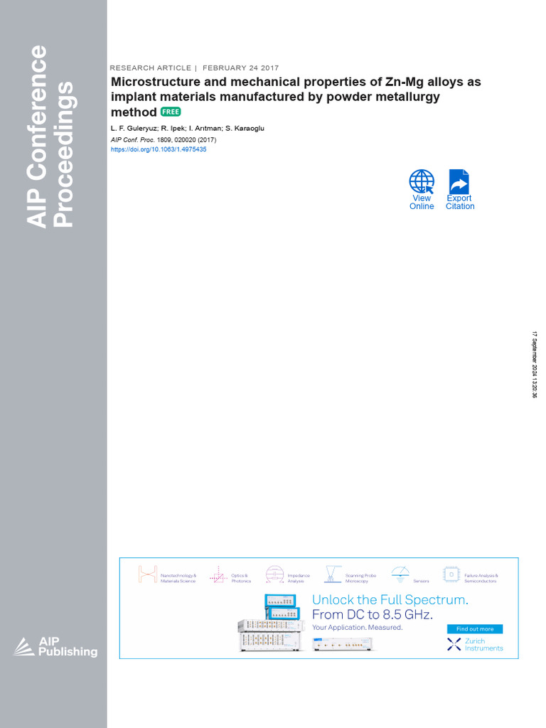 Microstructure and Mechanical Properties of ZN-MG Alloys As Implant ...
