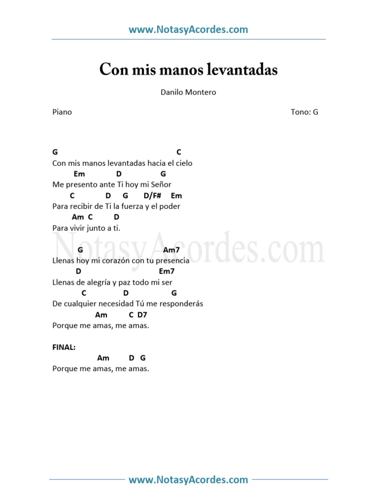 Con Mis Manos Levantadas Danilo Montero | PDF