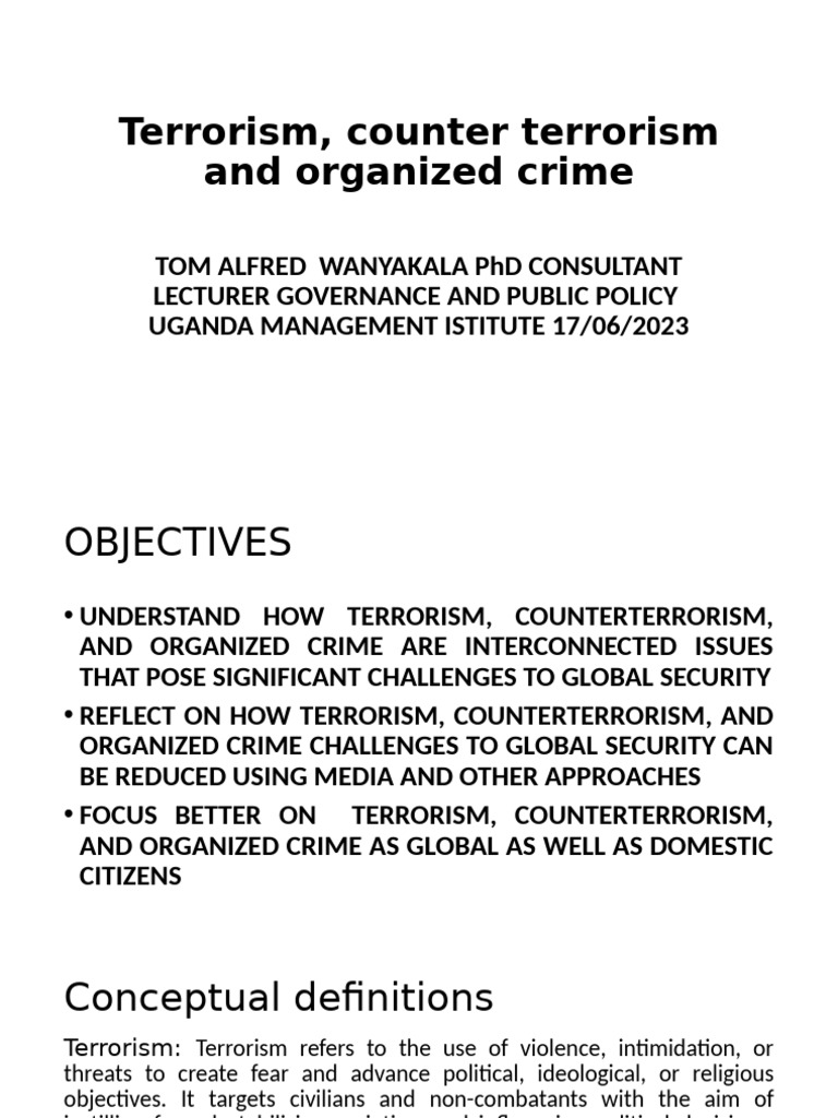 Terrorism, Counter Terrorism and Organized Crime UMI TOM JUNE 2023 | PDF