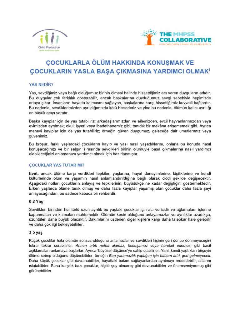 COVID-19 Grief and Loss Guidance For Parents - Turkish - 0 | PDF