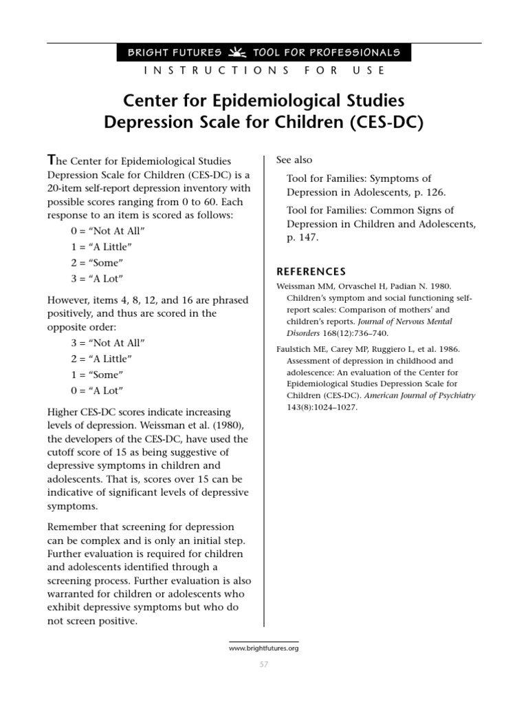 CES-DC Scoring and Interpretation Guide | PDF | Depression (Mood ...