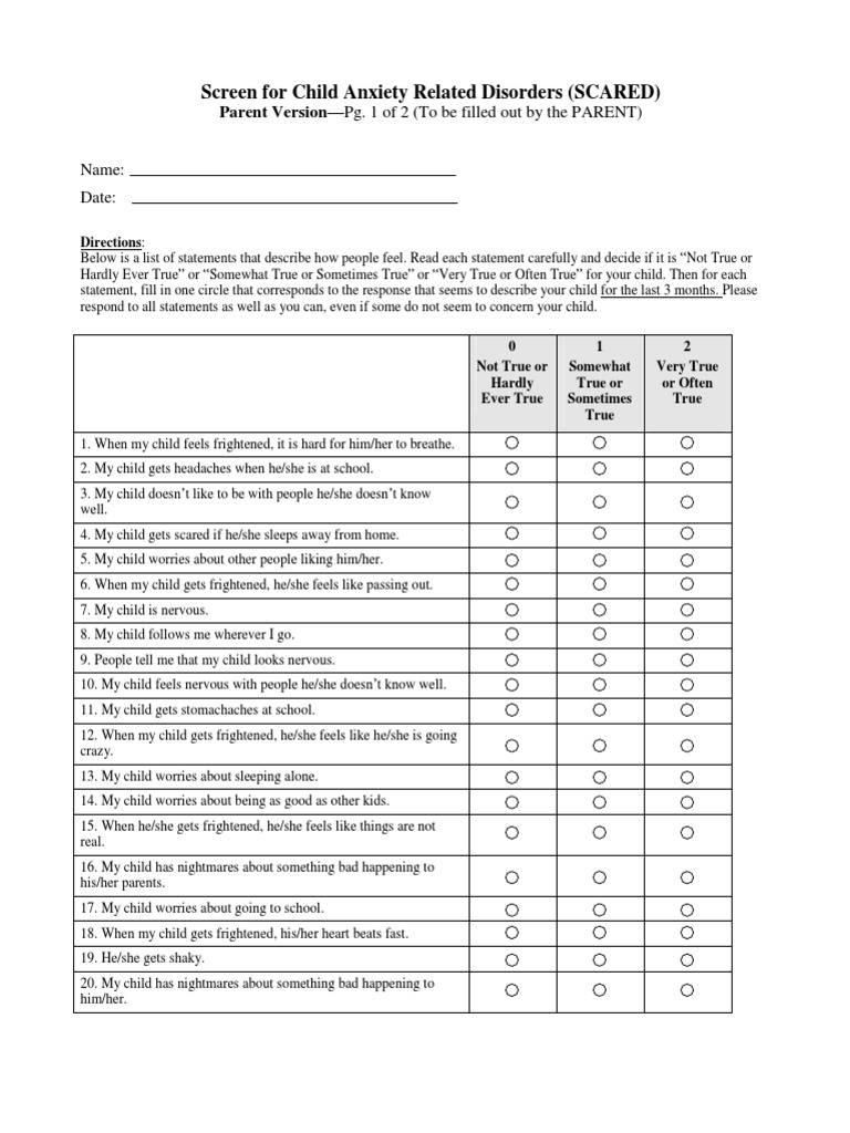 Anxiety Scale Parent Trastorno de ansiedad Ansiedad