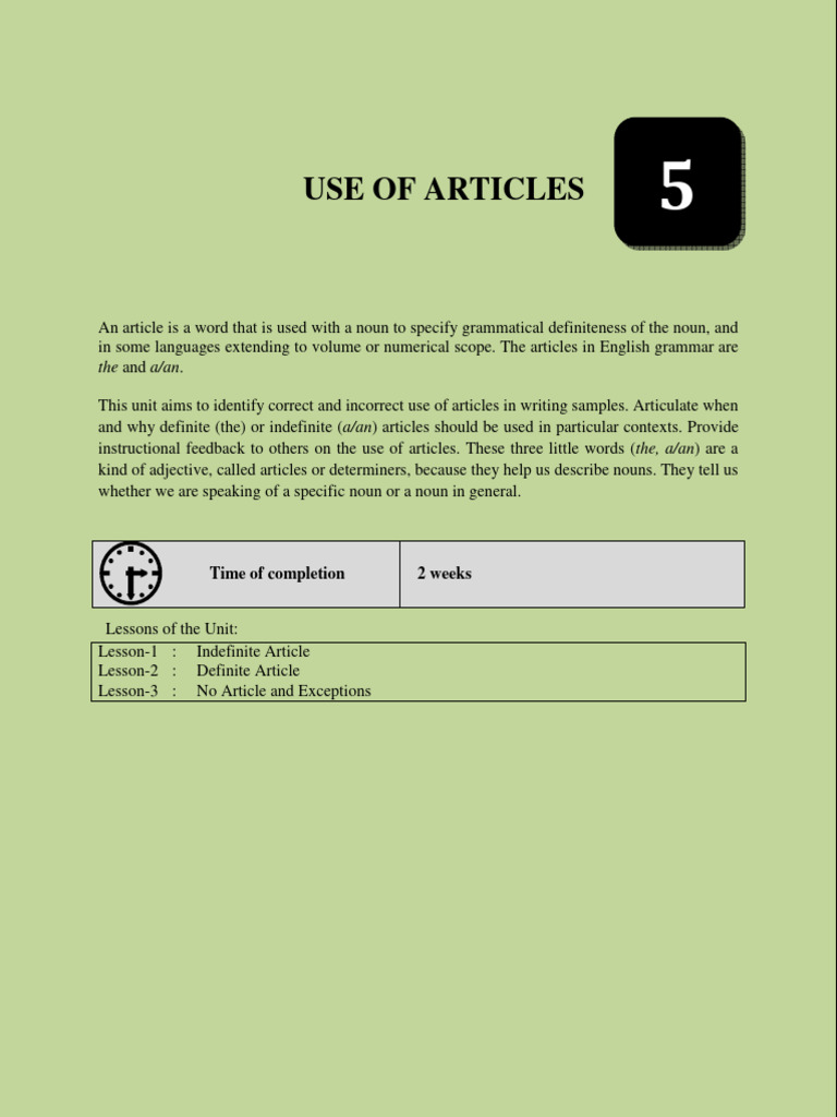 Use Of Articles Pdf