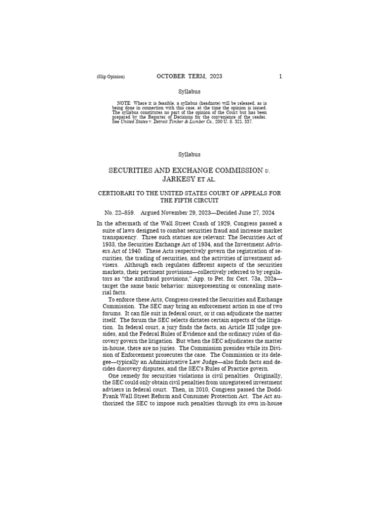 SEC Vs Jarkesy | PDF