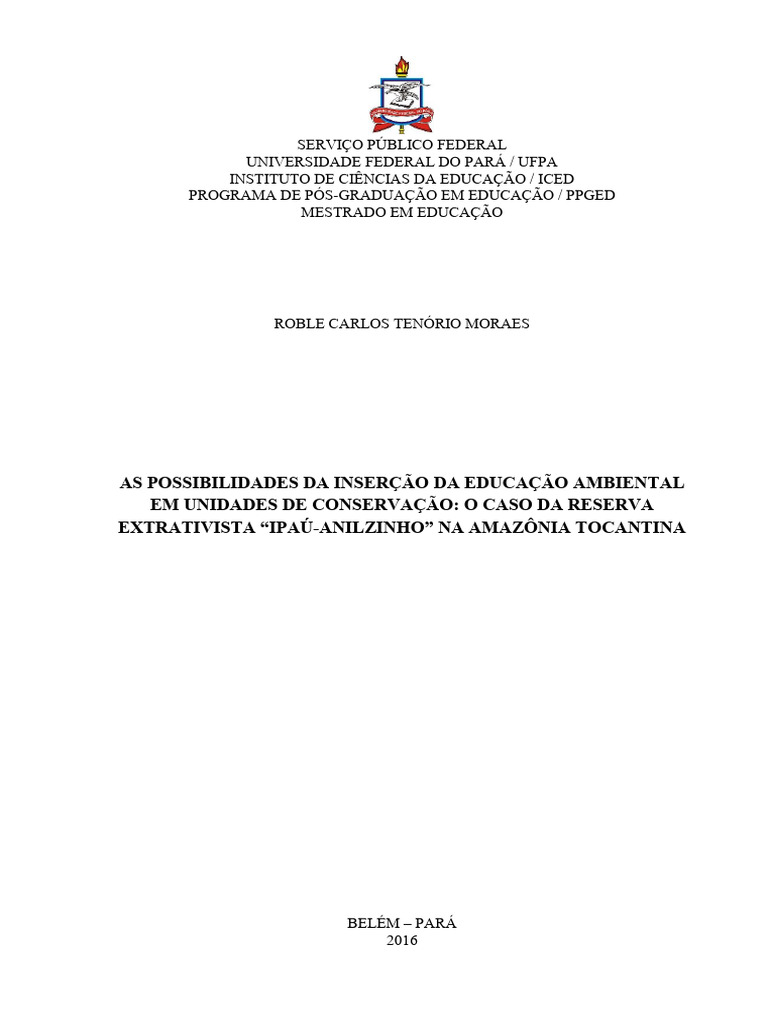 As Possibilidades Da Inserção Da Educação Ambiental em Unidades de ...