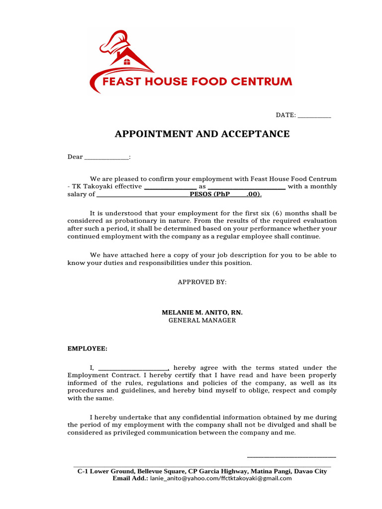 TK APPOINTMENT AND ACCEPTANCE Final | PDF