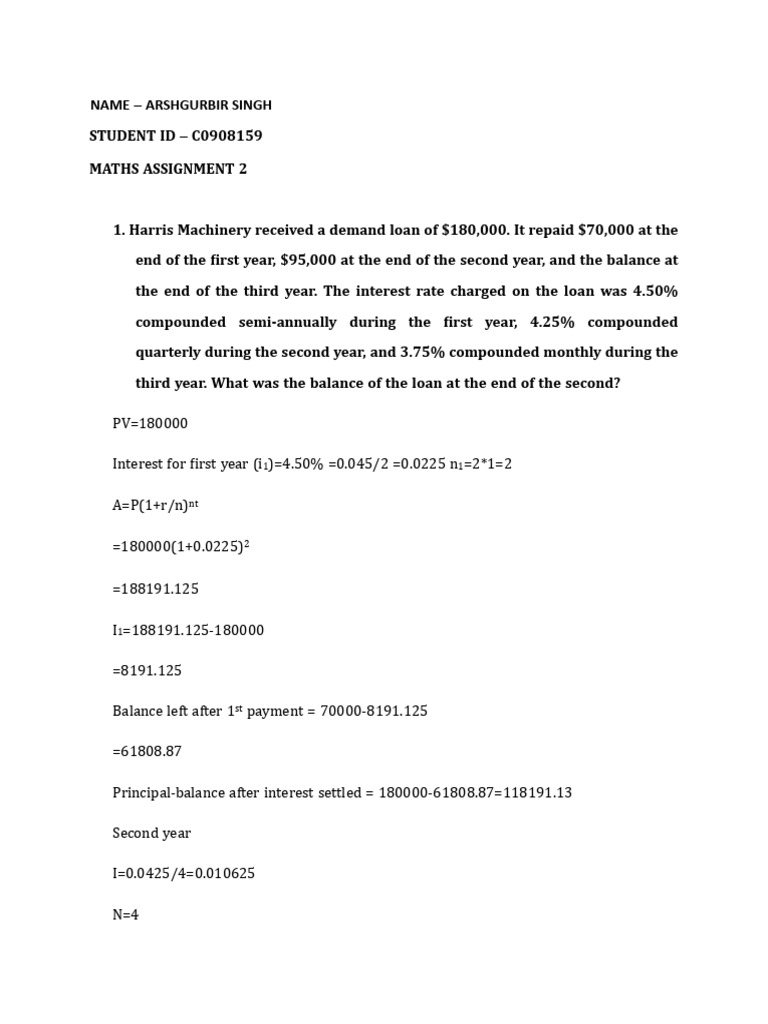Maths Assignment Pdf