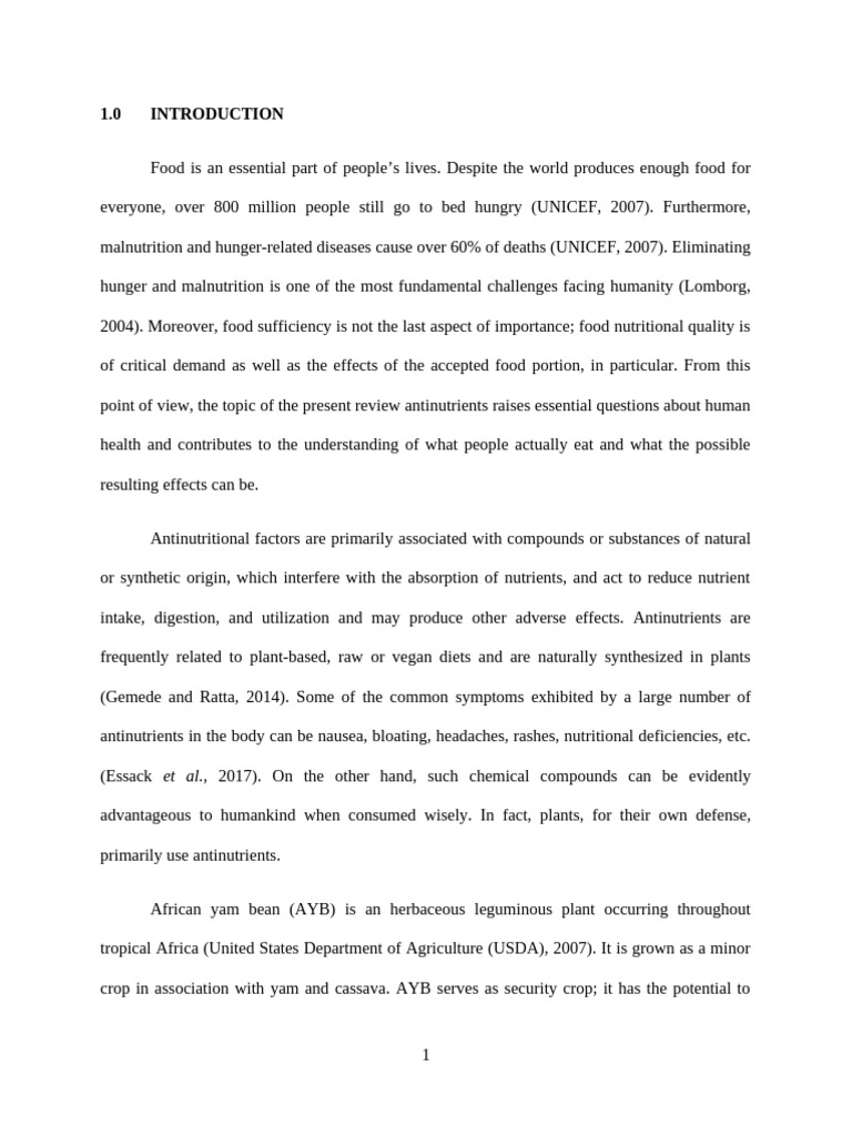 Antinutrient Content in African Yam Bean and Bambara Groundnut and Its ...