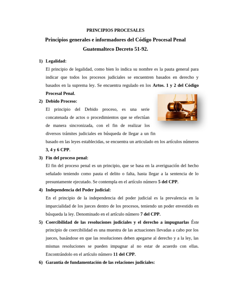 Principios del Código Procesal Penal GT | PDF | Debido al proceso | Ley ...