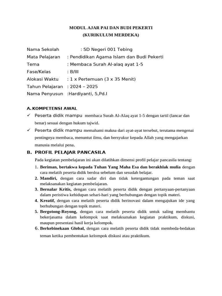 Modul Ajar DBL | PDF