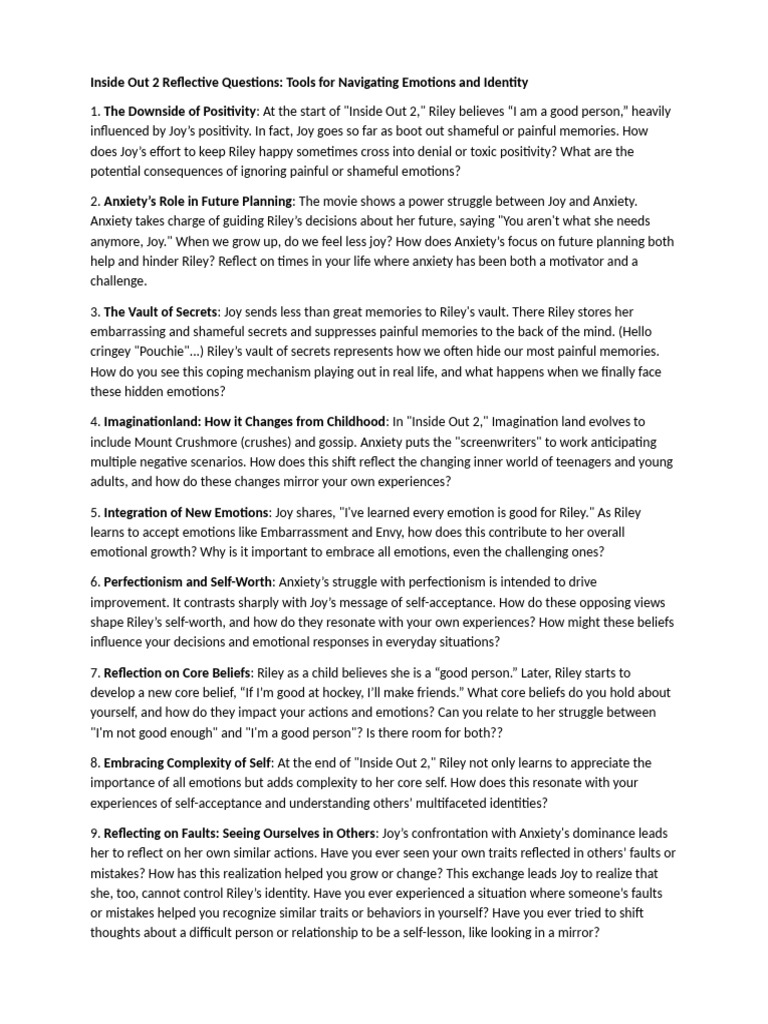 Inside out 2 reflective questions pdf