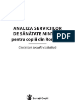 Analiza Serviciilor de Sanatate Mintala Pentru Copii Cercetare Calitativa