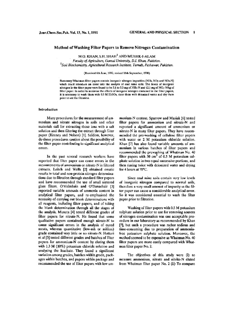 Acid Washing of Filter Paper | PDF
