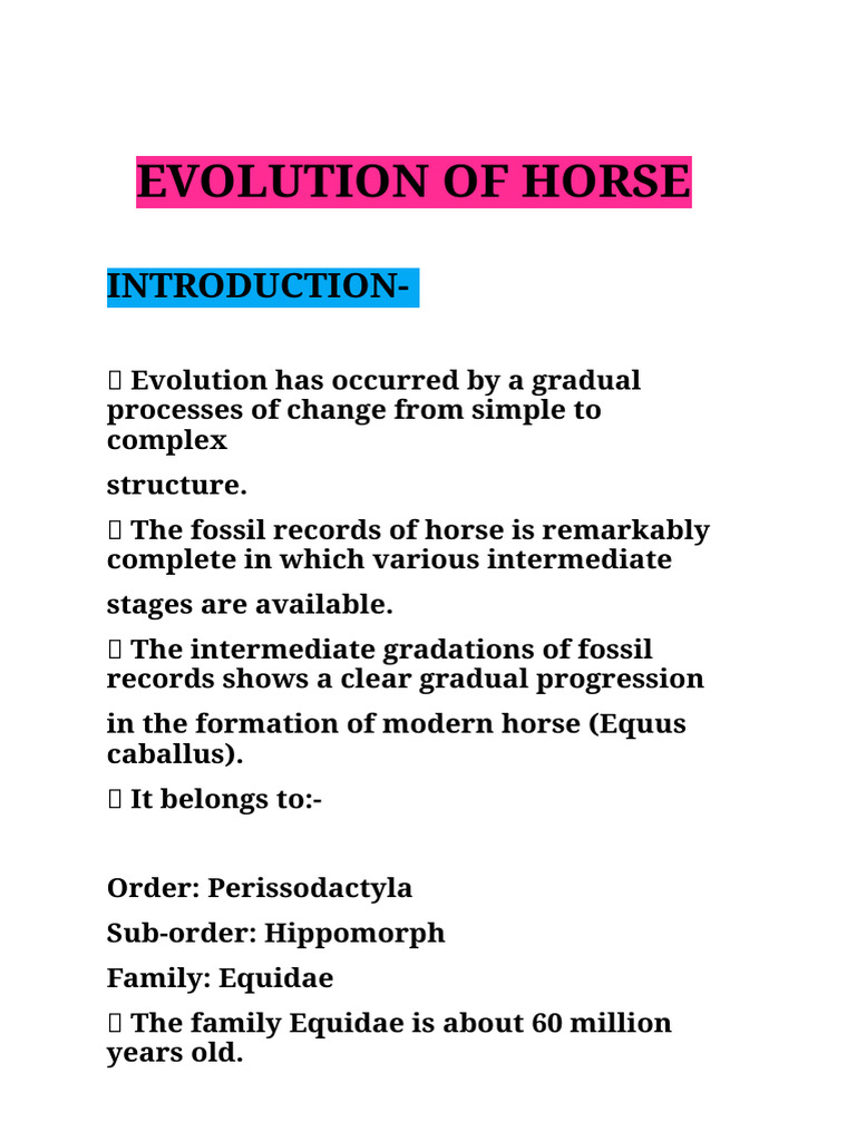 Evolution of Horse | PDF