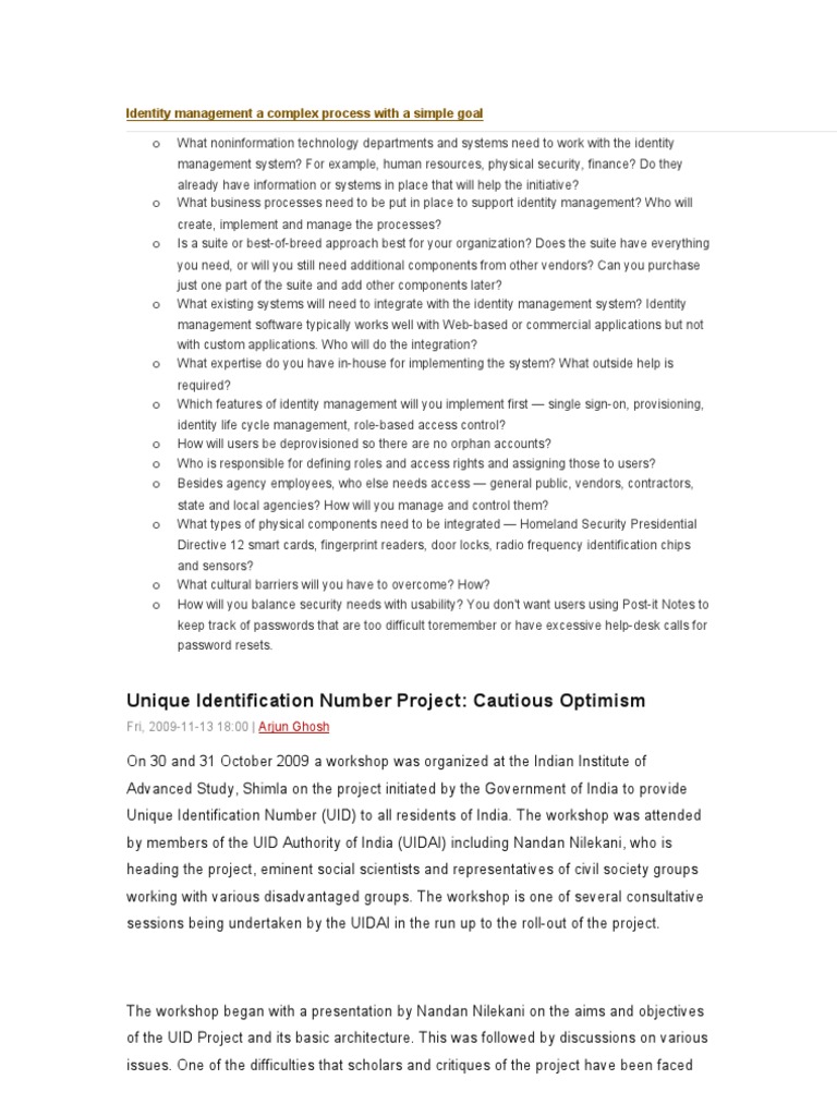 Identity Management and UID Project Insights | PDF | Microsoft Access ...