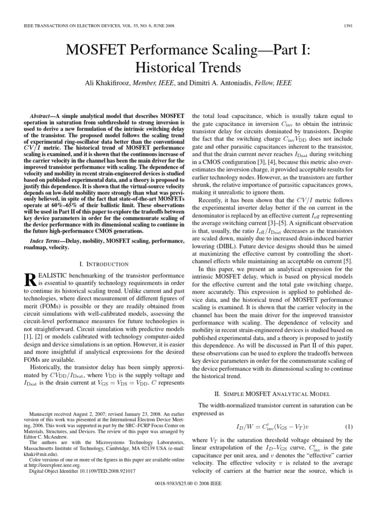 MOSFET Performance Scaling Trends | PDF | Mosfet | Field Effect Transistor